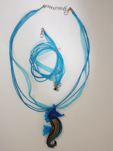 CORD AND ORGANZA NECKLACE - 17'' WITH LOBSTER CLASP