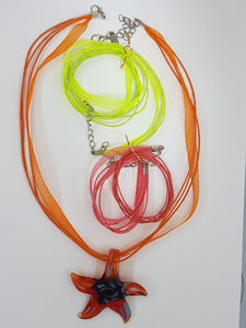 CORD AND ORGANZA NECKLACE - 17'' WITH LOBSTER CLASP