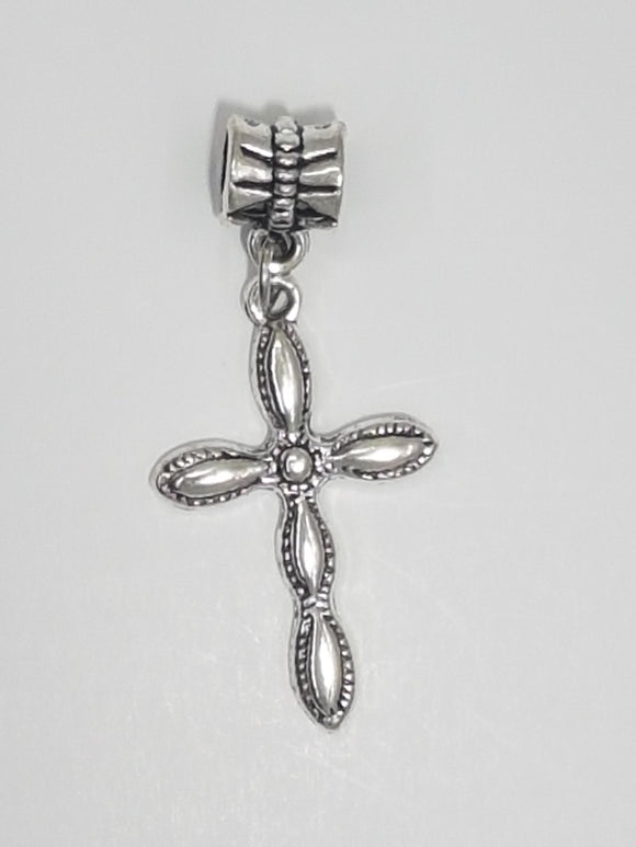 CHARMS - CROSS WITH BAIL- ANTIQUE SILVER COLOUR