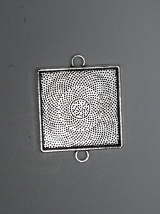 CABOCHON CONNECTOR SETTING - 35x27x2MM - ANTIQUE SILVER
