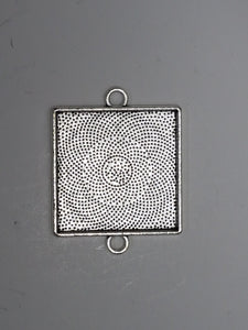 CABOCHON CONNECTOR SETTING - 35x27x2MM - SILVER COLOURING