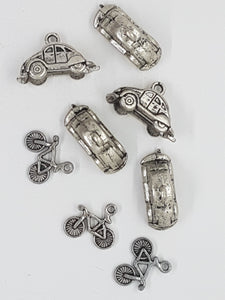 CHARMS -CARS & BIKES- ANT. SILVER COLOUR