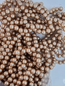 10MM GLASS ROUND PEARLS - BURLY WOOD