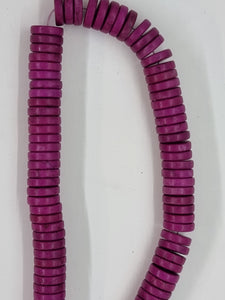 HEISHI BEADS - DYED SYNTH. TURQUOISE - 12MM - MAGENTA