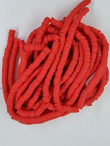 POLYMER CLAY HEISHI BEADS - 8MM - RED RED