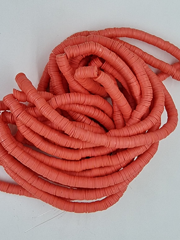 POLYMER CLAY HEISHI BEADS - 8MM - LIGHT CORAL