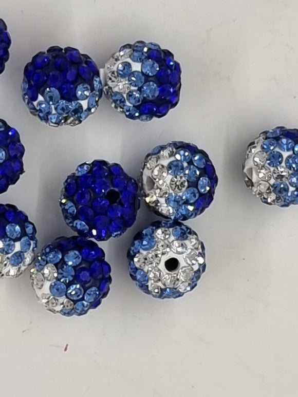 10MM RHINESTONE - MIDDLE EASTERN CRYSTAL PAVE BEADS - DODGER BLUE