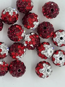 10MM RHINESTONE - MIDDLE EASTERN CRYSTAL PAVE BEADS -RED