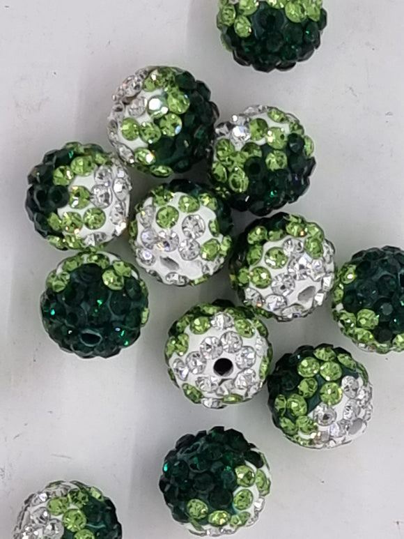 10MM RHINESTONE - MIDDLE EASTERN CRYSTAL PAVE BEADS -GREEN