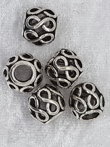 METAL BEADS - ANTIQUE SILVER - BRASS HOLLOW RONDELLE BEADS