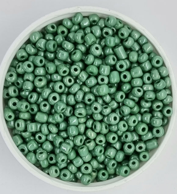 6/0 CHINESE ROUND SEED BEADS - OPAQUE - LUSTERED MED. SEA GREEN