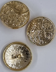 BUTTONS - 17X6MM 18K GOLD PLATED FLOWER PATTERN