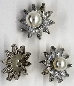 BUTTONS - 18.5X9.5MM CUBIC ZIRCONIAS WITH PEARL
