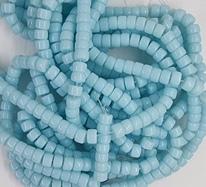 8X5-6MM COLUMN GLASS BEADS - LIGHT CYAN