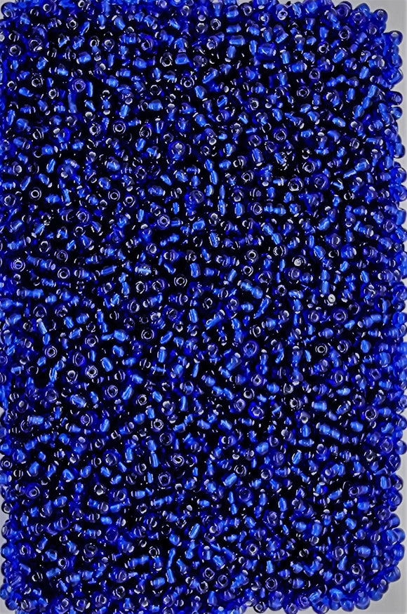 6/0 CHINESE SEED BEADS - OPAQUE - SILV. LINED ROYAL BLUE