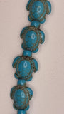 CHARMS - TURTLES - 18 X 14.5 X 7.5MM SYNTH. TURQUOISE - PER STRAND