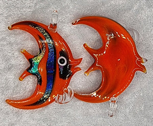 PENDANT - GLASS/DICHROIC ANGEL FISH - 50 X 38MM - RED