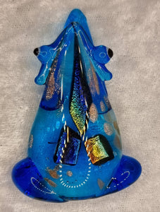 PENDANT - GLASS/DICHROIC FROG - 58 X 40MM - BLUE