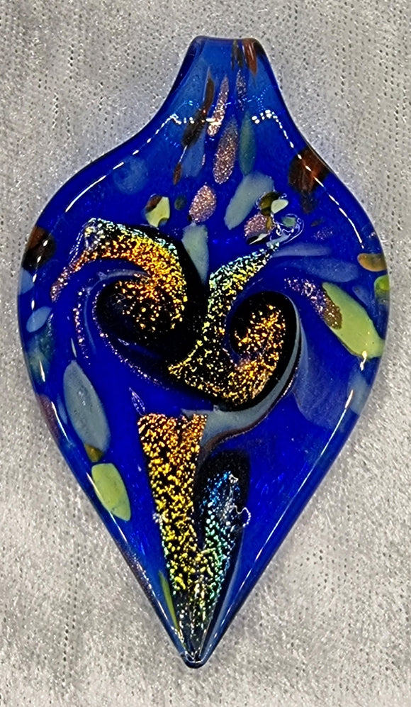 PENDANT - LEAVES - 68 X 40MM - BLUE COLOUR