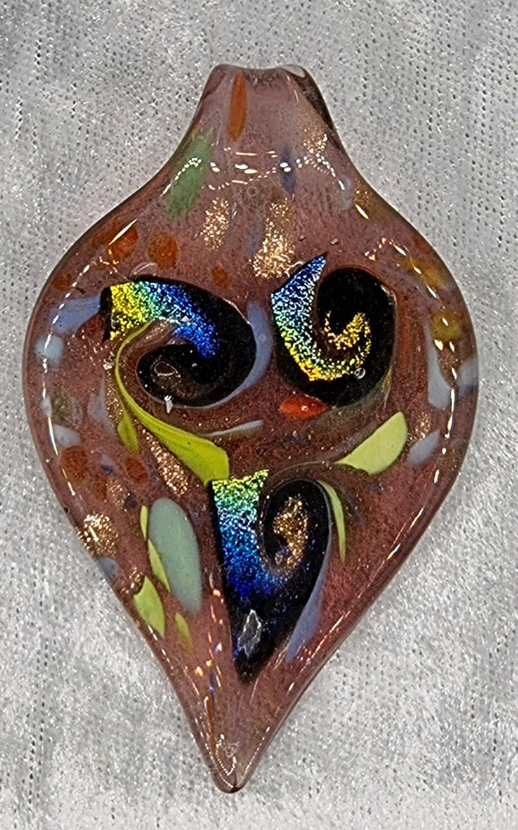 PENDANT - LEAVES - 68 X 40MM - AMETHYST COLOUR