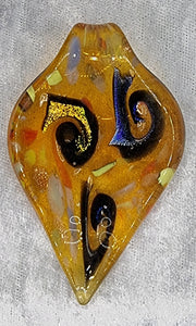 PENDANT - LEAVES - 68 X 40MM - AMBER COLOUR