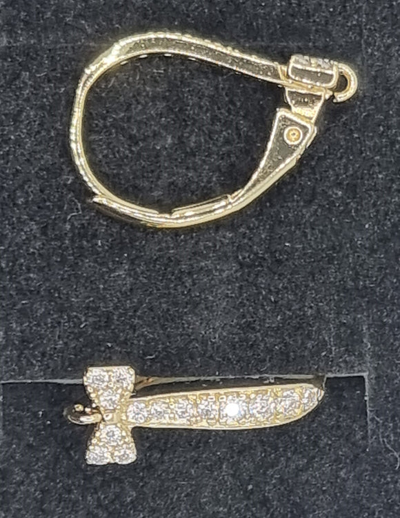EARRING FINDINGS - LEAVERBACK - 18K GOLD PLATED WITH CZ/MICRO PAVE
