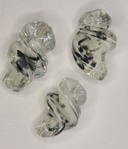 LAMPWORK - H/MADE 28 X 17MM BEAD - CLEAR MOTTLE