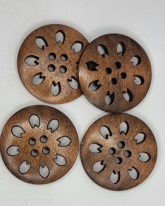 BUTTONS - 25MM WOODEN - COCONUT BROWN