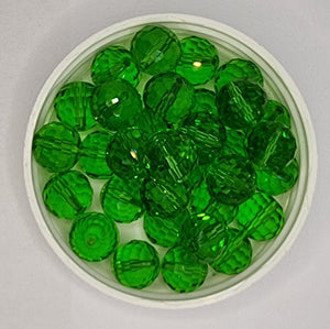 12MM GLASS BEADS - 10 PER PACKET - SPRING GREEN