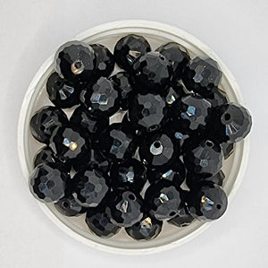 12MM GLASS BEADS - 10 PER PACKET - BLACK
