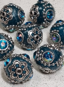 18-20MM INDONESIAN ROUND BEADS - TEAL