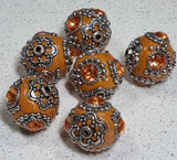 18-20MM INDONESIAN ROUND BEADS - DARK ORANGE No 2