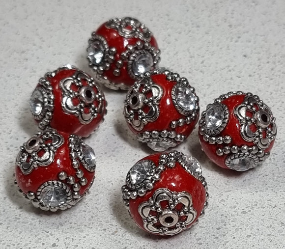 18 X 20MM INDONESIAN ROUND BEADS - RED