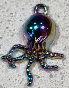 CHARMS - MARINE - 21X14X5MM - OCTOPUS - RAINBOW COLOUR PLATED