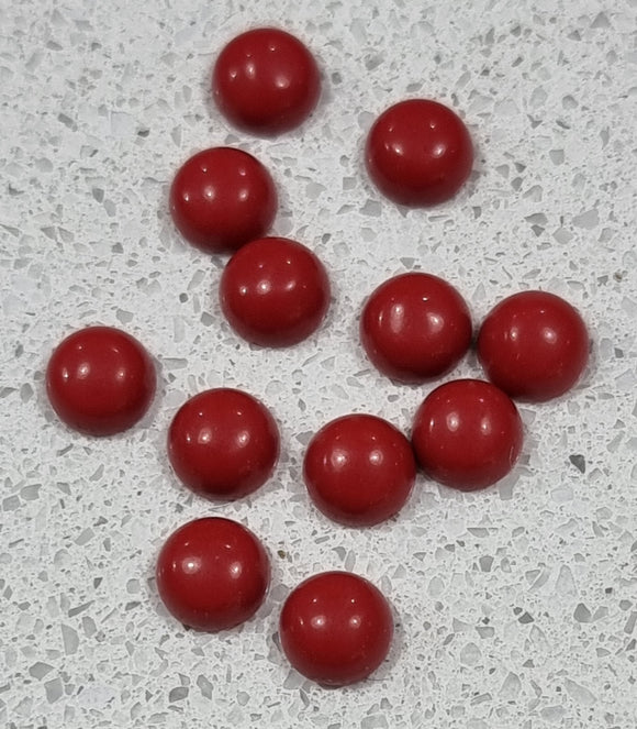 CABOCHON - 6 X 3-3.5MM SYNTHETIC CORAL - HALF ROUND