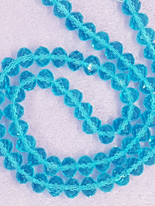 10MM ABACUS GLASS BEADS- PER STRAND - TURQUOISE