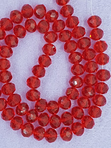 10MM ABACUS GLASS BEADS- PER STRAND - RUBY RED
