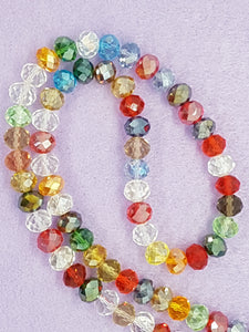 10MM ABACUS GLASS BEADS- PER STRAND - MIXED COLOURS