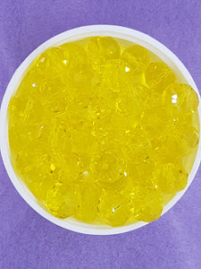 12MM ABACUS GLASS BEADS- Packet of 10 - YELLOW