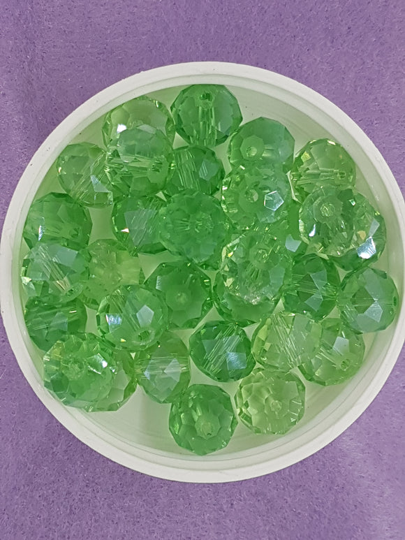 12MM ABACUS GLASS BEADS- Packet of 10 - LIGHT GREEN