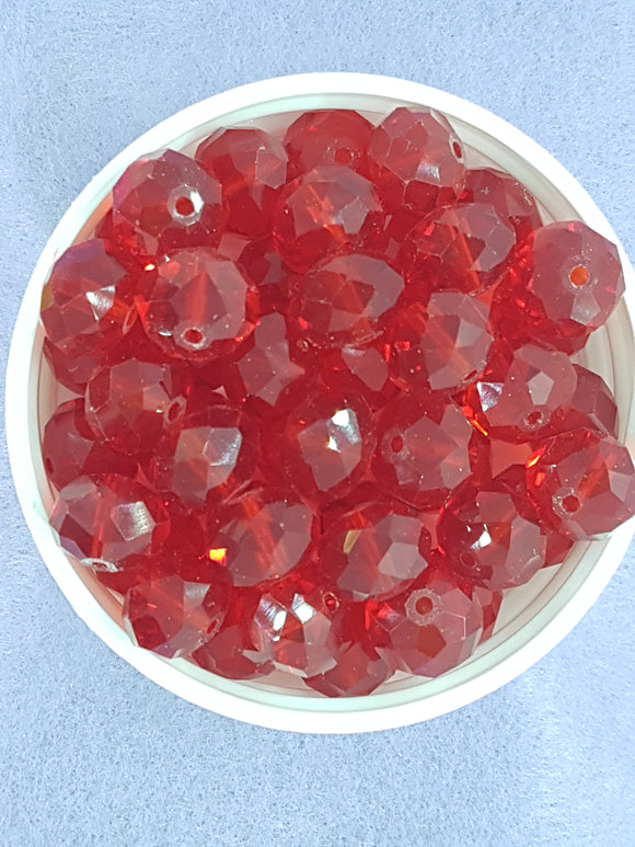 12MM ABACUS GLASS BEADS- Packet of 10 - RED