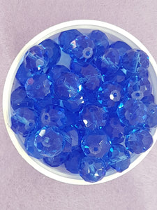 12MM ABACUS GLASS BEADS- Packet of 10 - MID BLUE