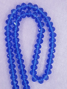 12MM ABACUS GLASS BEADS- PER STRAND - MID BLUE