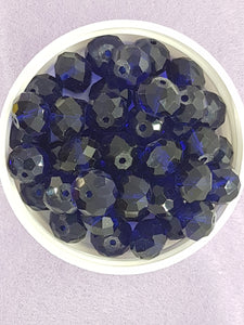 12MM ABACUS GLASS BEADS- Packet of 10 - ROYAL BLUE
