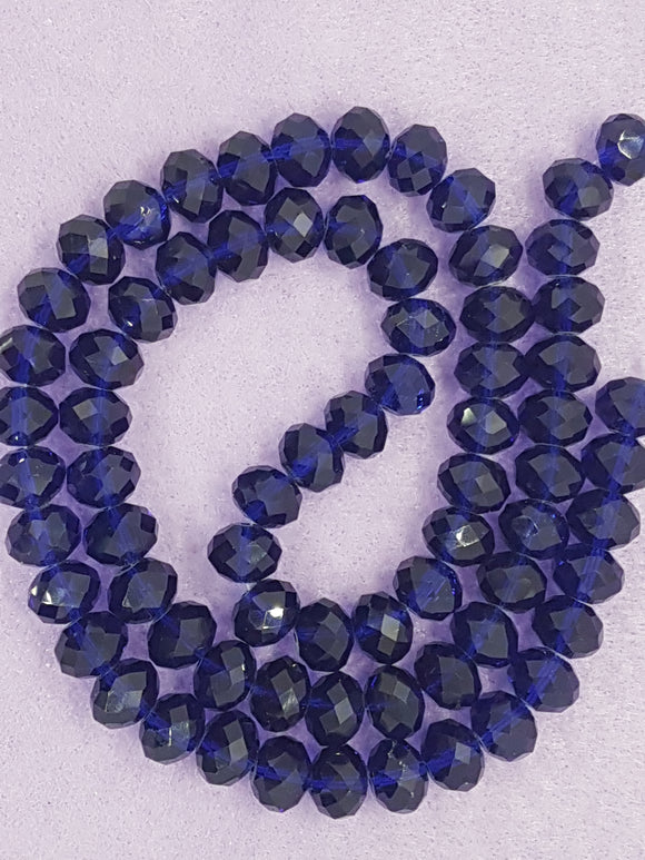 12MM ABACUS GLASS BEADS- PER STRAND - ROYAL BLUE
