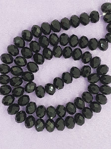 12MM ABACUS GLASS BEADS- PER STRAND - BLACK