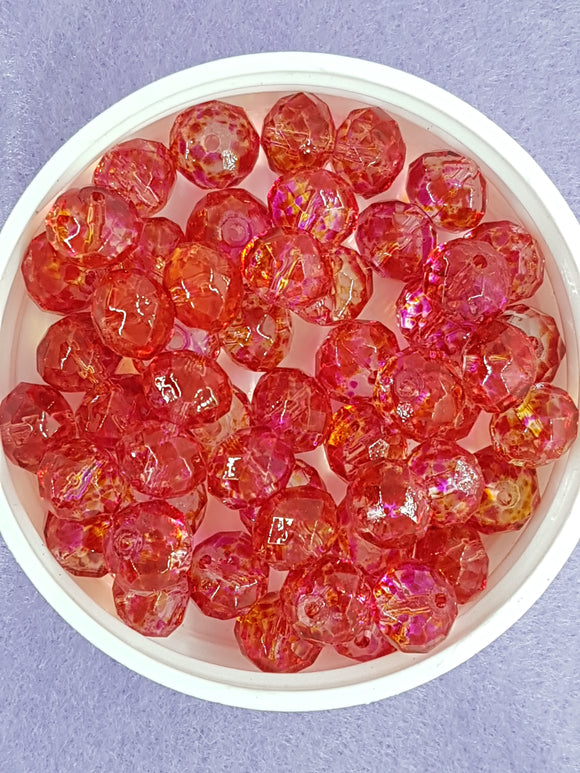 10MM ABACUS GLASS BEADS- Packet of 20 - RED MIX