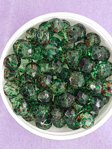 10MM ABACUS GLASS BEADS- Packet of 20 - FOREST GREEN MIX