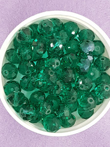 10MM ABACUS GLASS BEADS- Packet of 20 - DARK EMERALD COLOUR