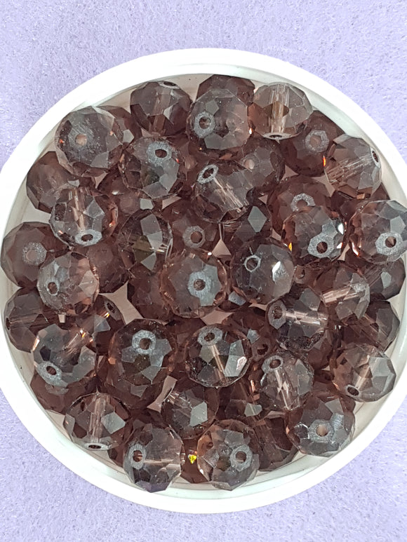 10MM ABACUS GLASS BEADS- Packet of 20 - PURPLE COLOUR